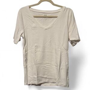 Gap Modern Tee White V-Neck Cotton T-Shirt Size L